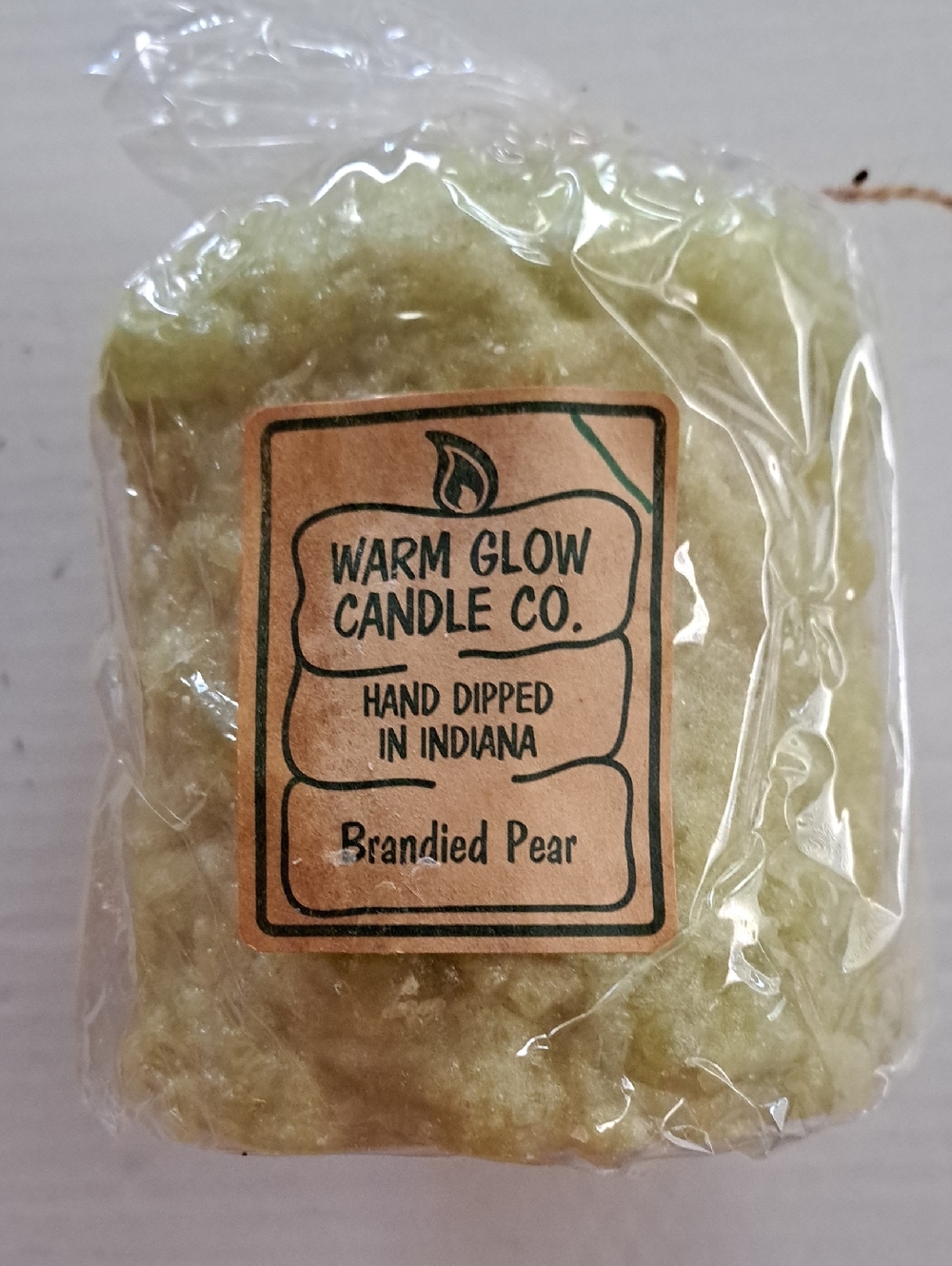 Warm Glow Candle Co. Brandied Pear Hand-Dipped Candle - Light Green